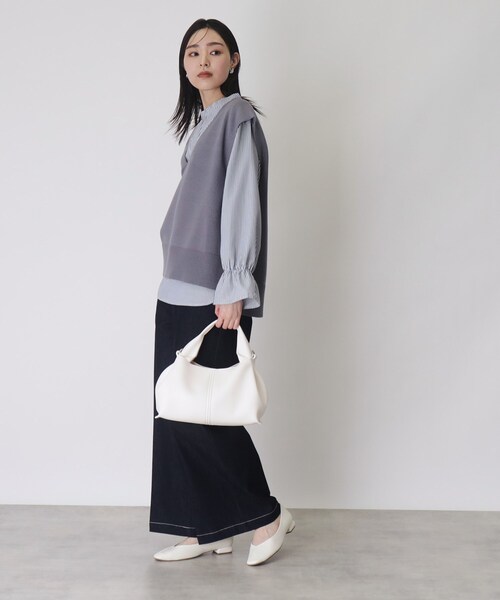 THE SHOP TK （ザ ショップ ティーケー ）の「◆【2way肩紐付き】シュリンクミドルトート（ハンドバッグ・レディース・オフホワイト/グレー/ブラック・00）」の14枚目の写真