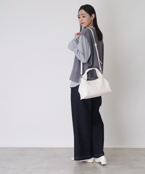 THE SHOP TK （ザ ショップ ティーケー ）の「◆【2way肩紐付き】シュリンクミドルトート（ハンドバッグ・レディース・オフホワイト/グレー/ブラック・00）」の15枚目の写真