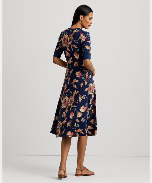 ☆⌒*即発★Ralph Lauren 花柄ジャージードレス フローラル ツイストフロント ストレッチ ジャージー ドレス