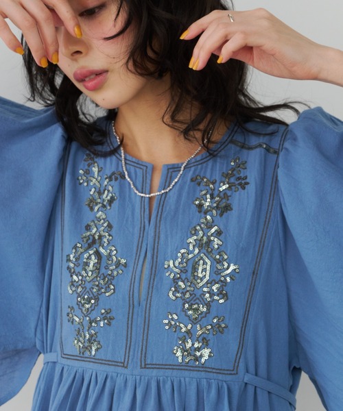 スパンコール刺繍ワンピース（ワンピース）｜Unitage（ユニテージ）の