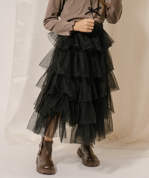 URBAN CHERRY（アーバンチェリー）の「チュールティアードスカート（スカート・キッズ・ピンク/アイボリー/ブラック・120cm/130cm/140cm/110cm）」の18枚目の写真