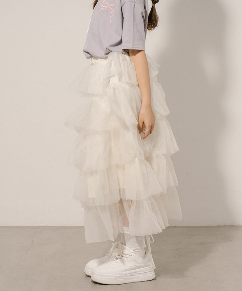 URBAN CHERRY（アーバンチェリー）の「チュールティアードスカート（スカート・キッズ・ピンク/アイボリー/ブラック・120cm/130cm/140cm/110cm）」の19枚目の写真