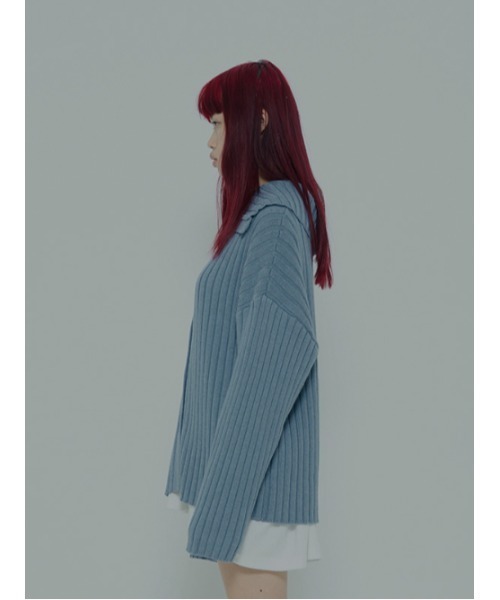 AMAIL(アマイル)の「Ribrib turtle cardigan(カーディガン/ボレロ・レディース・ブラック/ブルー・FREE)」の12枚目の写真