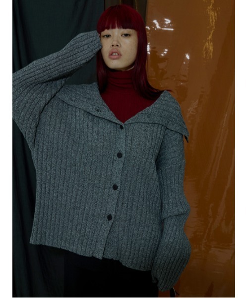 AMAIL(アマイル)の「Ribrib turtle cardigan(カーディガン/ボレロ・レディース・ブラック/ブルー・FREE)」の15枚目の写真