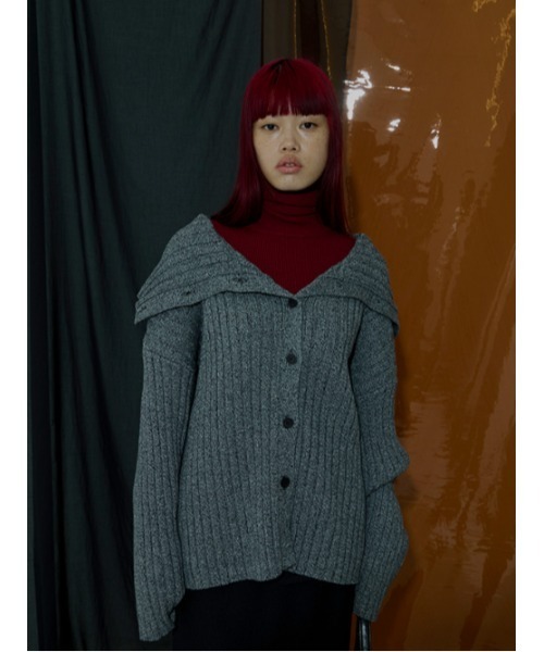 AMAIL(アマイル)の「Ribrib turtle cardigan(カーディガン/ボレロ・レディース・ブラック/ブルー・FREE)」の14枚目の写真