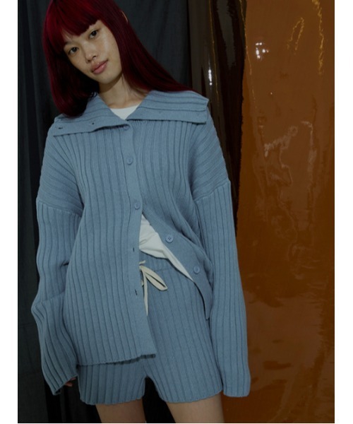 AMAIL(アマイル)の「Ribrib turtle cardigan(カーディガン/ボレロ・レディース・ブラック/ブルー・FREE)」の18枚目の写真