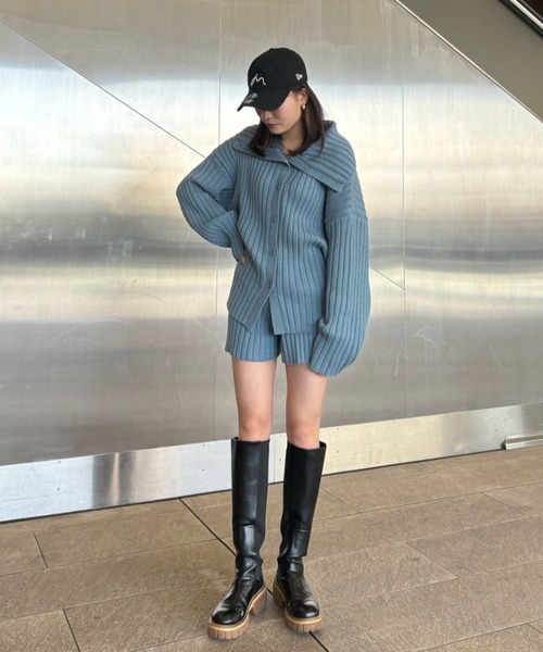 AMAIL(アマイル)の「Ribrib turtle cardigan(カーディガン/ボレロ・レディース・ブラック/ブルー・FREE)」の21枚目の写真