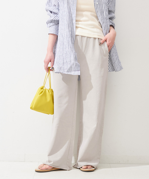 B.C STOCK（ベーセーストック）の「ピグメントミニ裏毛パンツ（スウェットパンツ・レディース・グレー/スミクロ・FREE）」の2枚目の写真