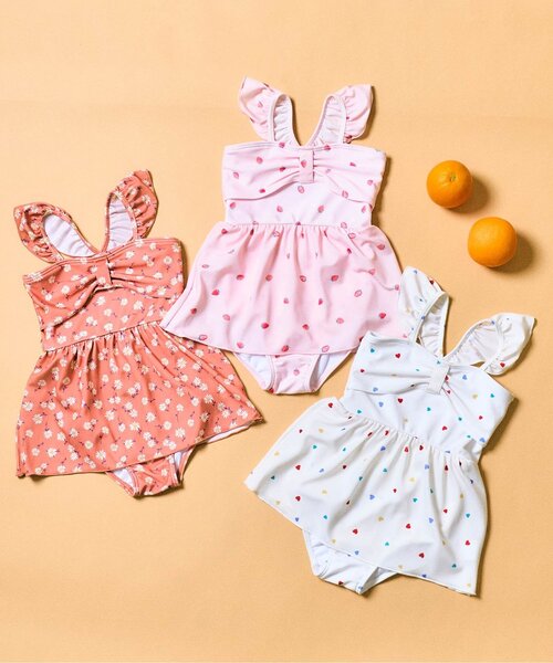 apres les cours（アプレレクール）の「ハート・いちご・花柄リボンワンピース水着（水着・キッズ・アイボリー/ピンク/レッド・80/90/100/110/120/130/140）」の19枚目の写真