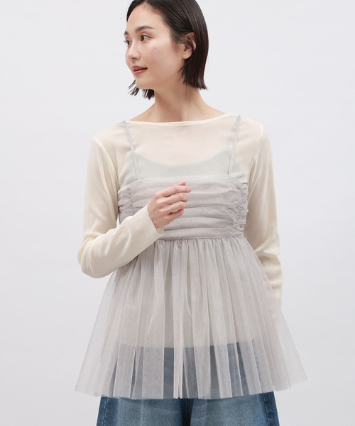 LAKOLE（ラコレ）の「チュールキャミ / 111287（キャミソール・レディース・ブラック/グレー/アイボリー・FREE）」の14枚目の写真