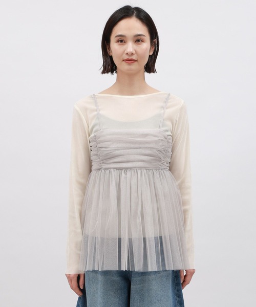 LAKOLE（ラコレ）の「チュールキャミ / 111287（キャミソール・レディース・ブラック/グレー/アイボリー・FREE）」の16枚目の写真