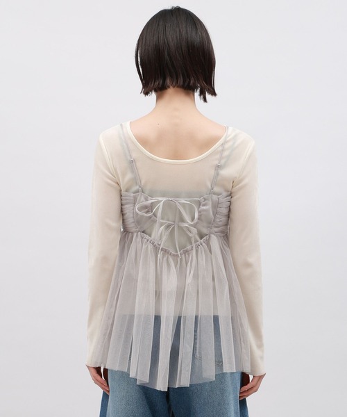 LAKOLE（ラコレ）の「チュールキャミ / 111287（キャミソール・レディース・ブラック/グレー/アイボリー・FREE）」の6枚目の写真