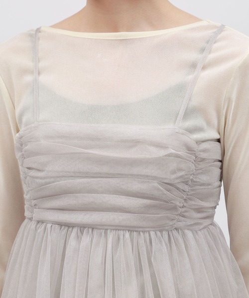 LAKOLE（ラコレ）の「チュールキャミ / 111287（キャミソール・レディース・ブラック/グレー/アイボリー・FREE）」の7枚目の写真