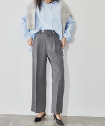 ◆【マシンウォッシュ】ピンストライプテーパードパンツ