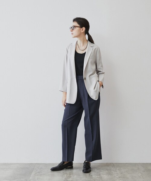 cloenc（クロエンス）の「◆【マシンウォッシュ】ピンストライプテーパードパンツ（その他パンツ・レディース・グレー系2/チャコール/ネイビー系2・02/01/03）」の3枚目の写真