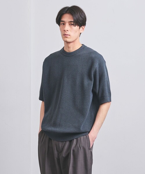 UNITED ARROWS（ユナイテッドアローズ）の「バーズアイ クルーネックニット（ニット/セーター・メンズ・ピンク/ホワイト/ネイビー/ダークグレー/ロイヤルブルー・L/S/XL/M）」の3枚目の写真