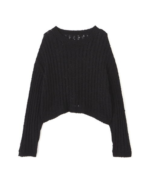 FREE'S MART（フリーズマート）の「メッシュショート丈ニット（ニット/セーター・レディース・イエロー/ホワイト/ブラック・FREE）」の4枚目の写真