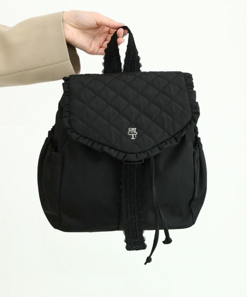 F i.n.t(フィント)の「キルティングフラップミニリュック/fint(バックパック/リュック・レディース・ブラック/アイボリー・FREE)」の1枚目の写真