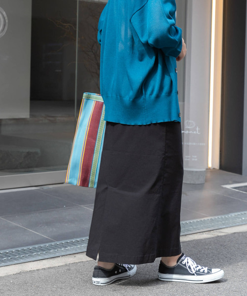 FORK&SPOON（フォークアンドスプーン）の「FORK&SPOON　idealstretchリネンブレンドスカート（スカート・レディース・オリーブ/ブラック・2/1）」の5枚目の写真