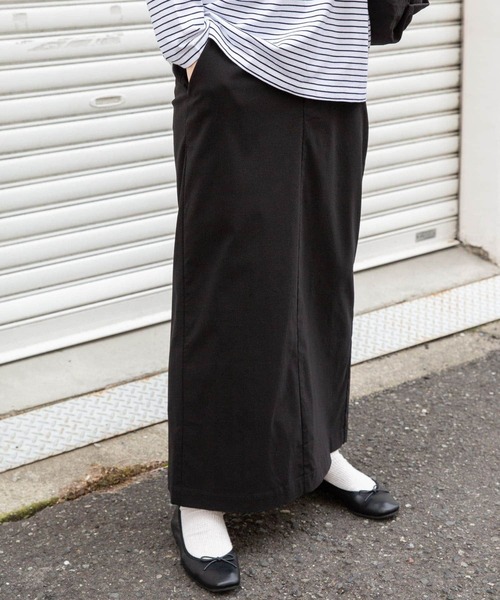 FORK&SPOON（フォークアンドスプーン）の「FORK&SPOON　idealstretchリネンブレンドスカート（スカート・レディース・オリーブ/ブラック・2/1）」の4枚目の写真