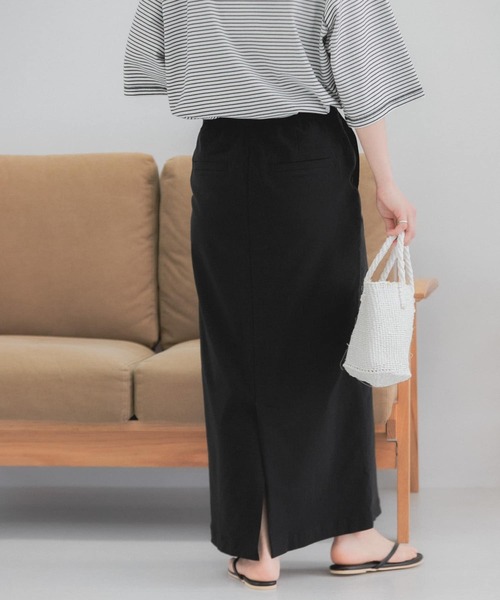 FORK&SPOON（フォークアンドスプーン）の「FORK&SPOON　idealstretchリネンブレンドスカート（スカート・レディース・オリーブ/ブラック・2/1）」の22枚目の写真