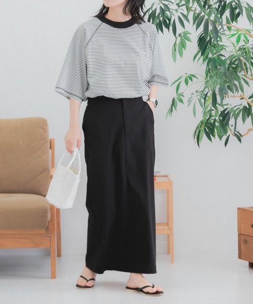 FORK&SPOON（フォークアンドスプーン）の「FORK&SPOON　idealstretchリネンブレンドスカート（スカート・レディース・オリーブ/ブラック・2/1）」の20枚目の写真