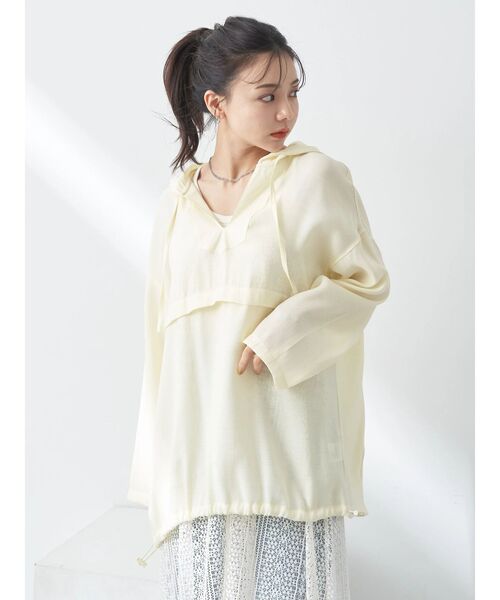 earth music&ecology（アースミュージックアンドエコロジー）の「シアーアノラック（Tシャツ/カットソー・レディース・オフホワイト/ライトイエロー/ブラック/ミント・FREE）」の12枚目の写真