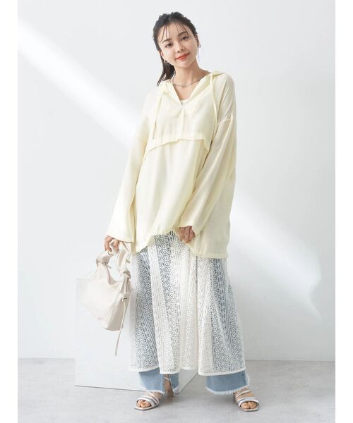 earth music&ecology（アースミュージックアンドエコロジー）の「シアーアノラック（Tシャツ/カットソー・レディース・オフホワイト/ライトイエロー/ブラック/ミント・FREE）」の14枚目の写真