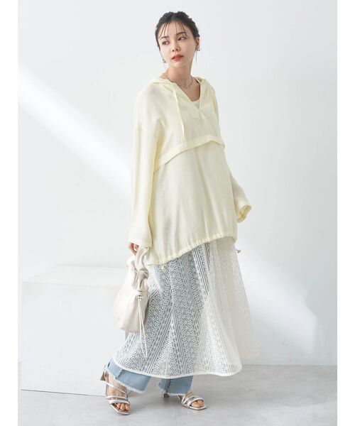 earth music&ecology（アースミュージックアンドエコロジー）の「シアーアノラック（Tシャツ/カットソー・レディース・オフホワイト/ライトイエロー/ブラック/ミント・FREE）」の16枚目の写真