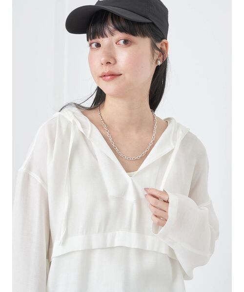 earth music&ecology（アースミュージックアンドエコロジー）の「シアーアノラック（Tシャツ/カットソー・レディース・オフホワイト/ライトイエロー/ブラック/ミント・FREE）」の17枚目の写真