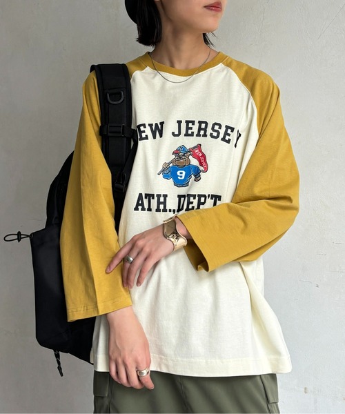 CPCM(シーピーシーエム)の「カラーフロッキーラグラン7分T(Tシャツ/カットソー・メンズ・オフホワイト/チャコールグレー/アイボリー・MEDIUM/LARGE)」の2枚目の写真