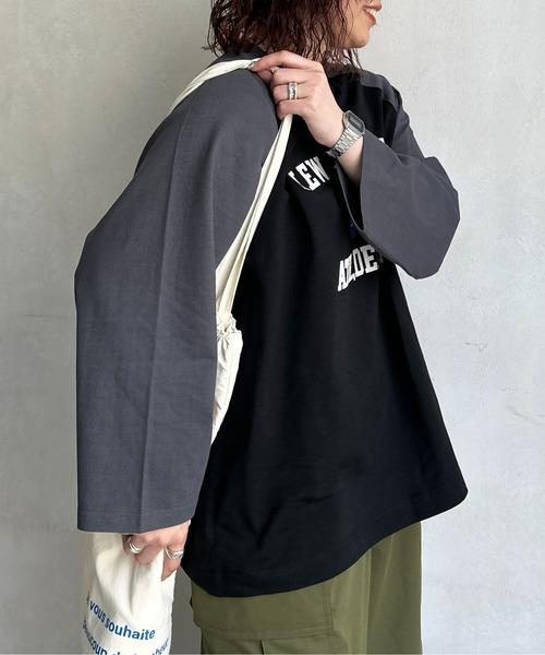 CPCM(シーピーシーエム)の「カラーフロッキーラグラン7分T(Tシャツ/カットソー・メンズ・オフホワイト/チャコールグレー/アイボリー・MEDIUM/LARGE)」の9枚目の写真