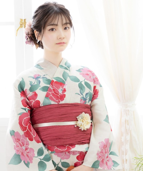 大人　浴衣ドレス　セパレート　花柄 ピンク 浴衣・帯セット 浴衣と帯のセット ピンク 花柄 大人浴衣 大人 浴衣ドレス セパレート 花柄