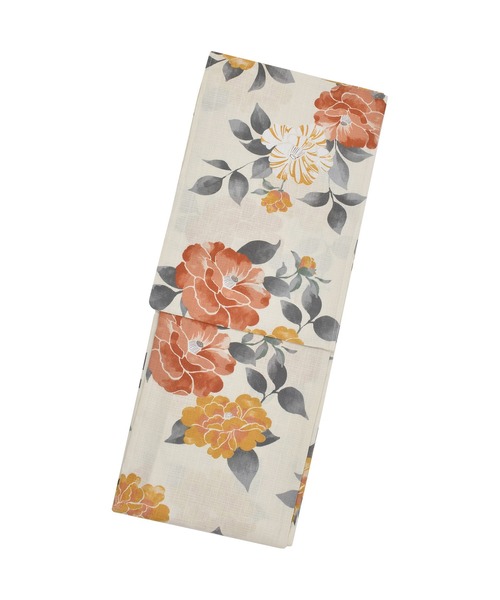 kimonomachi（キモノマチ）の「レディース 浴衣3点セット 大人可愛い （綿浴衣＋しわ兵児帯＋下駄）S/F　クレマチス柄など　レディース 女性浴衣　グレー　ピンク　ネイビー　オレンジ　グリーン（浴衣・レディース・ダークグリーン/ネイビー/アッシュグレー/ピンク系/オレンジ系・FREE/S）」の15枚目の写真