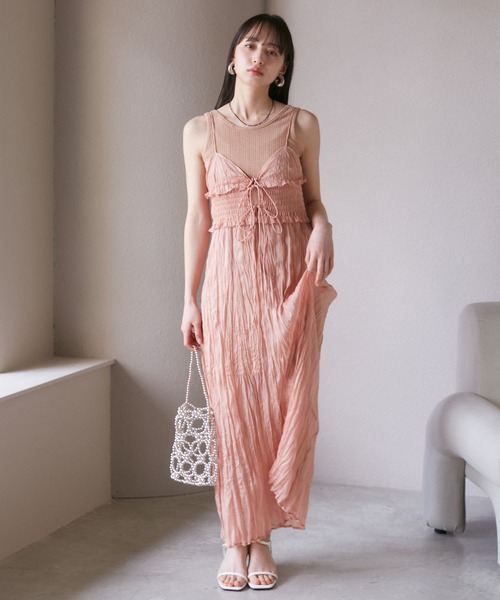 VIS（ビス）の「【SET】タンク付きシアーラメキャミワンピース【洗える】（ワンピース・レディース・グレー/ホワイト系その他5/ピンク系その他2・FREE）」の4枚目の写真