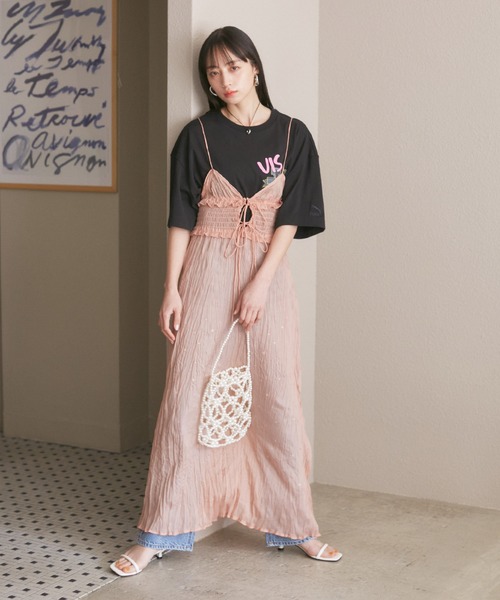 VIS（ビス）の「【SET】タンク付きシアーラメキャミワンピース【洗える】（ワンピース・レディース・グレー/ホワイト系その他5/ピンク系その他2・FREE）」の9枚目の写真