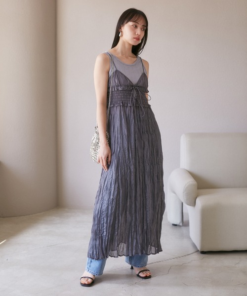 VIS（ビス）の「【SET】タンク付きシアーラメキャミワンピース【洗える】（ワンピース・レディース・グレー/ホワイト系その他5/ピンク系その他2・FREE）」の12枚目の写真
