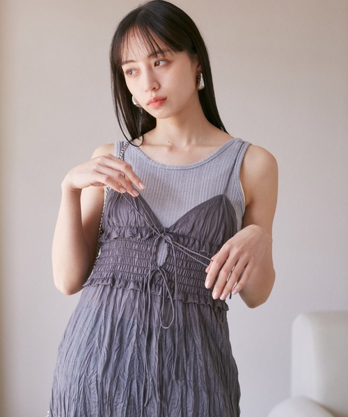VIS（ビス）の「【SET】タンク付きシアーラメキャミワンピース【洗える】（ワンピース・レディース・グレー/ホワイト系その他5/ピンク系その他2・FREE）」の15枚目の写真