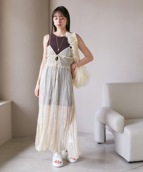 VIS（ビス）の「【SET】タンク付きシアーラメキャミワンピース【洗える】（ワンピース・レディース・グレー/ホワイト系その他5/ピンク系その他2・FREE）」の19枚目の写真