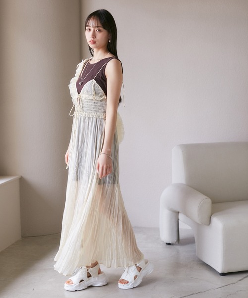 VIS（ビス）の「【SET】タンク付きシアーラメキャミワンピース【洗える】（ワンピース・レディース・グレー/ホワイト系その他5/ピンク系その他2・FREE）」の20枚目の写真