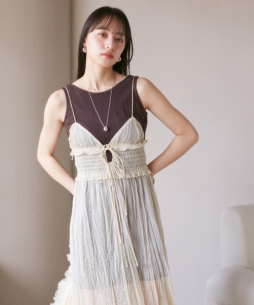 VIS（ビス）の「【SET】タンク付きシアーラメキャミワンピース【洗える】（ワンピース・レディース・グレー/ホワイト系その他5/ピンク系その他2・FREE）」の22枚目の写真