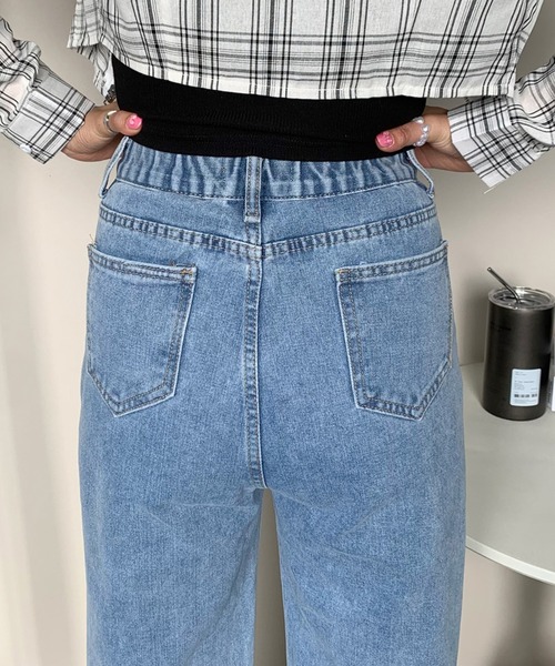 non-hedge（ノンヘッジ）の「リボン刺繍ストレートデニムパンツ（デニムパンツ・レディース・ブルー/ライトブルー・M/S）」の12枚目の写真