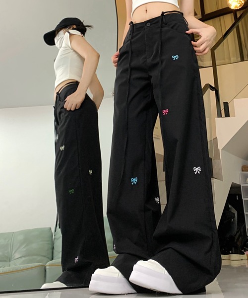Heve リボンパンツ サイドリボンテーパードパンツ［M4078］[品番：KO000014438