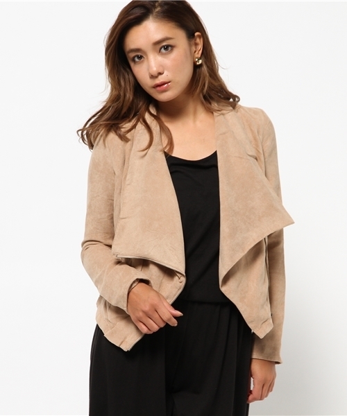 rienda（リエンダ）の「AWカラーFスエードショートJK（その他アウター・レディース・ブラック/ネイビー/ベージュ/ワインレッド・SMALL/MEDIUM）」の3枚目の写真