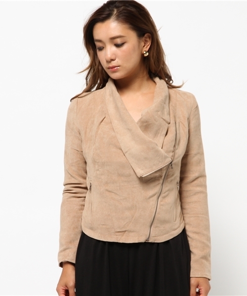 rienda（リエンダ）の「AWカラーFスエードショートJK（その他アウター・レディース・ブラック/ネイビー/ベージュ/ワインレッド・SMALL/MEDIUM）」の5枚目の写真