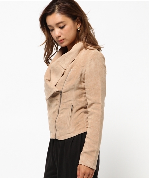 rienda（リエンダ）の「AWカラーFスエードショートJK（その他アウター・レディース・ブラック/ネイビー/ベージュ/ワインレッド・SMALL/MEDIUM）」の6枚目の写真