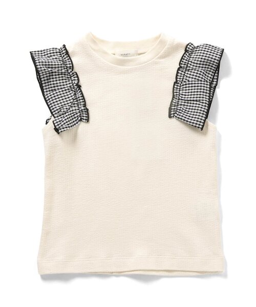 Seraph（セラフ）の「袖フリルガーリータンクトップ（タンクトップ・キッズ・ベージュ/オフホワイト/オレンジ/ラベンダー・120/110/100/140/130/95/90/80）」の2枚目の写真