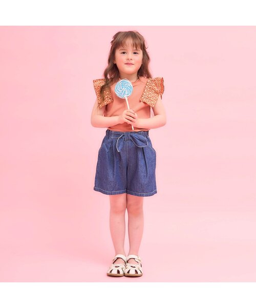 Seraph（セラフ）の「袖フリルガーリータンクトップ（タンクトップ・キッズ・ベージュ/オフホワイト/オレンジ/ラベンダー・120/110/100/140/130/95/90/80）」の5枚目の写真