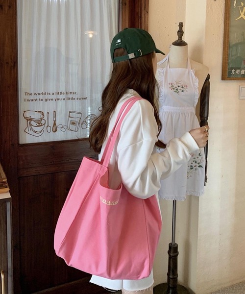 Mignonjour(ミニョンジュール)の「Mignonjour/ロゴ刺繍カラートートバッグ M2377(トートバッグ・レディース・アイボリー/ブルー/ピンク/イエロー・FREE)」の4枚目の写真