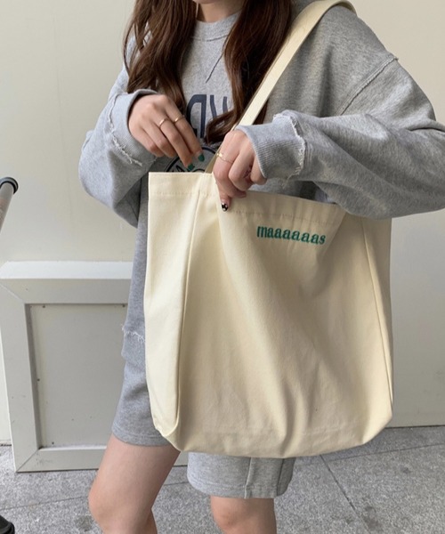 Mignonjour(ミニョンジュール)の「Mignonjour/ロゴ刺繍カラートートバッグ M2377(トートバッグ・レディース・アイボリー/ブルー/ピンク/イエロー・FREE)」の5枚目の写真